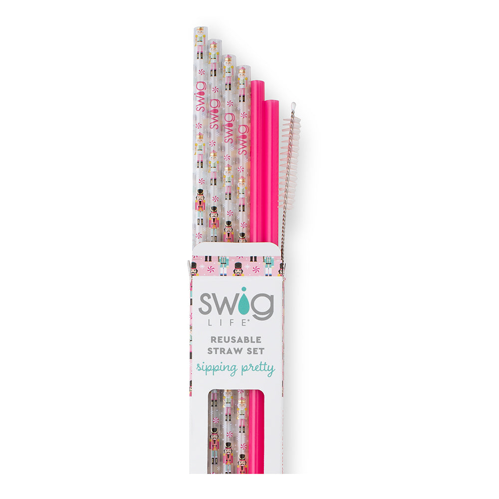 SWIG - Nutcracker + Hot Pink Reusable Straw Set
