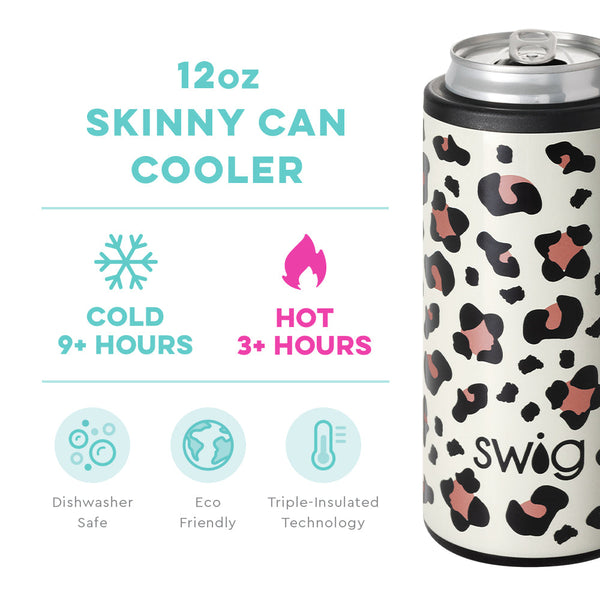 Swig 12 oz Skinny Can Cooler - Luxy Leopard