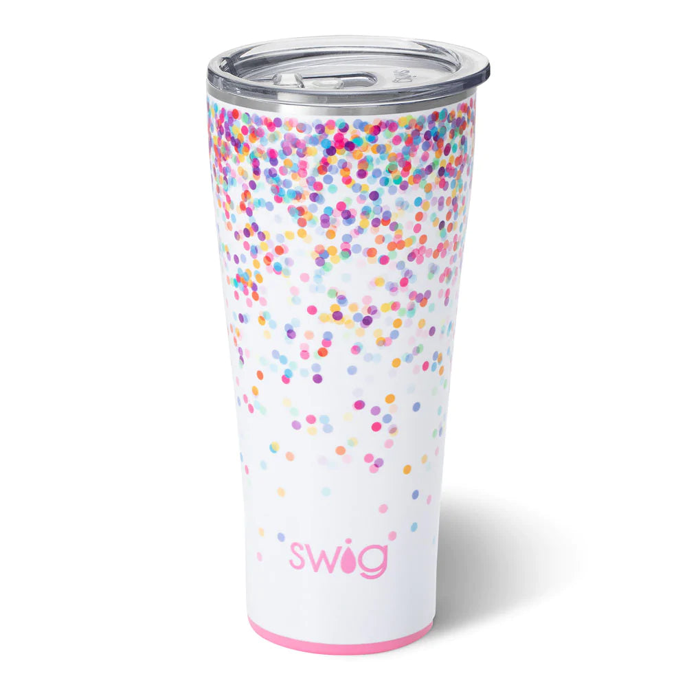 Swig Life 40oz Mega Mug, 40 oz Tumbler with Handle and Straw,  Cup Holder Friendly, Dishwasher Safe, Extra Large Insulated Tumbler,  Stainless Steel Water Tumbler (Confetti): Tumblers & Water Glasses