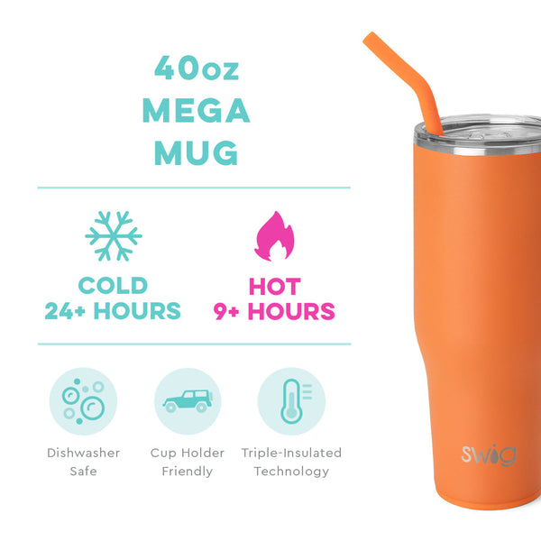 40 oz Tumbler With Handle and Straw Lid for Water,Double Wall Vacuum Sealed  Stainless Steel Insulated Tumblers Mug Orange 
