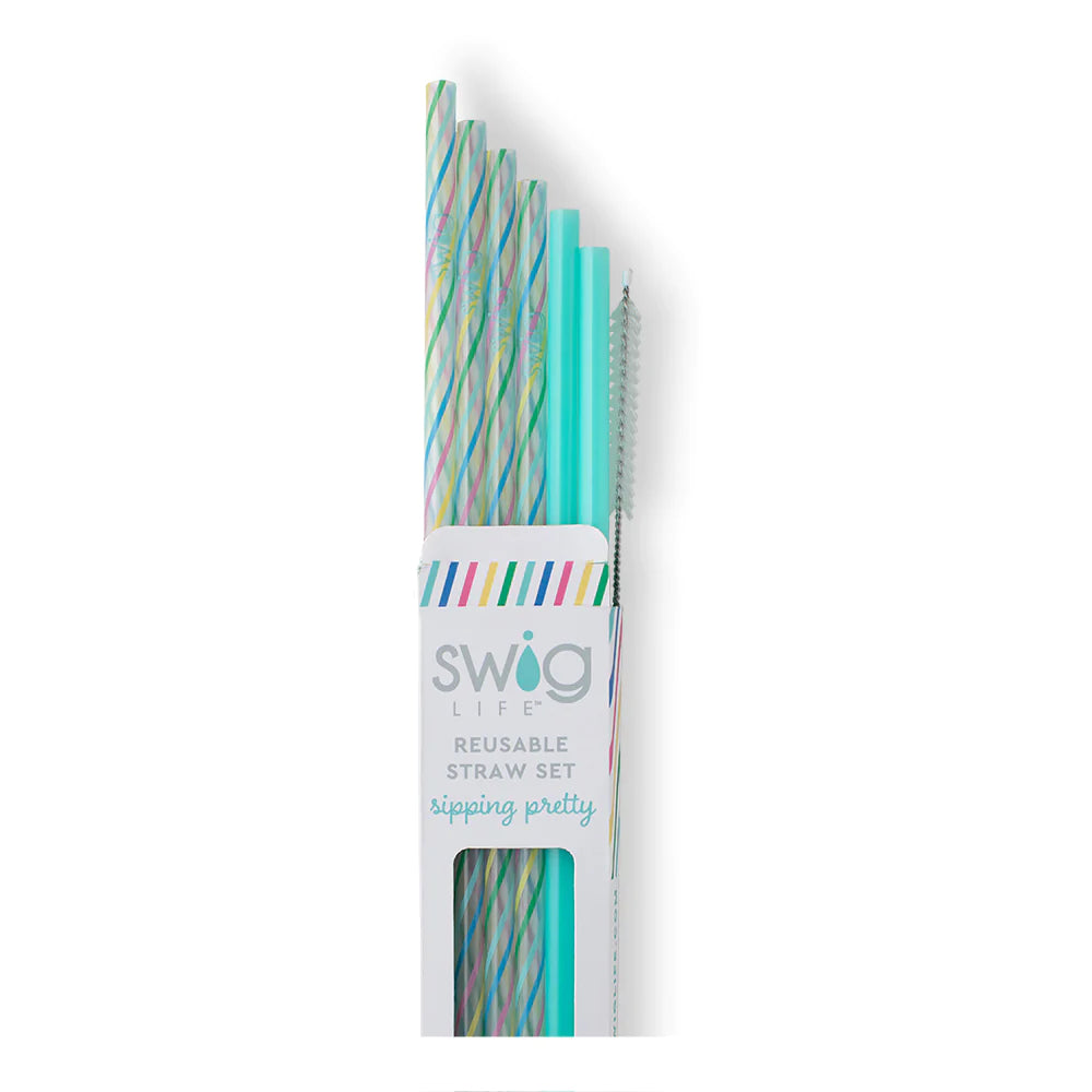 Rainbow + Aqua Reusable Straw Set - Swig Life